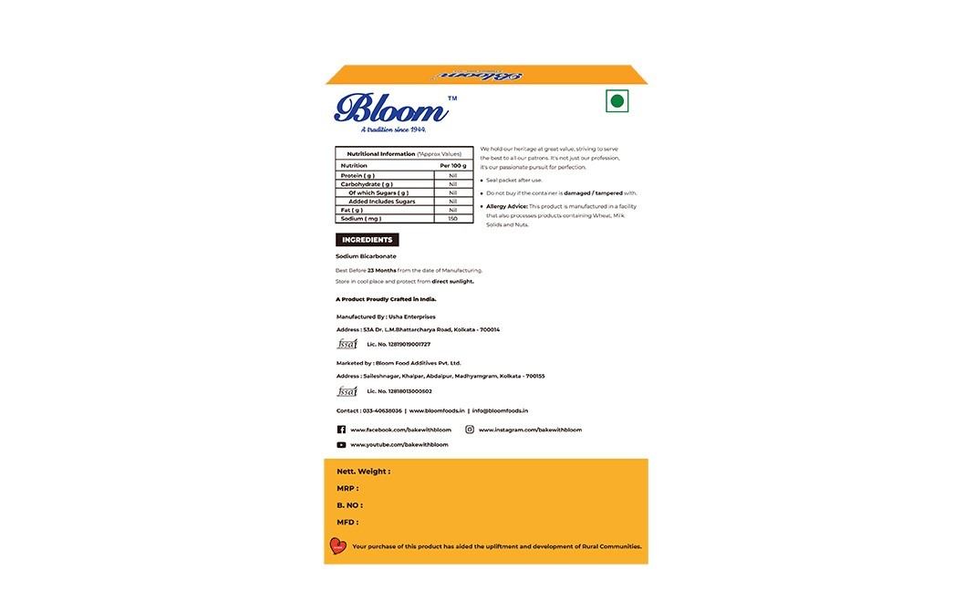 Bloom Baking Soda    Box  100 grams